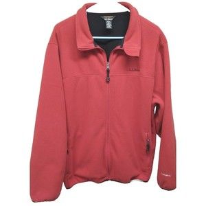 LL Bean Jacket Men's Large Red Polartec Fleece Lined Full Zip Pockets